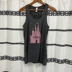 Bella + Canvas Disney Castle Home Graphic Tank Top Racerback Gray Medium